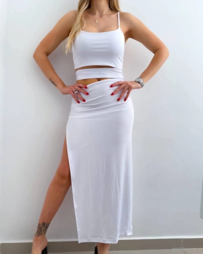 Vestido largo con tajo Por Mayor – Mayorista